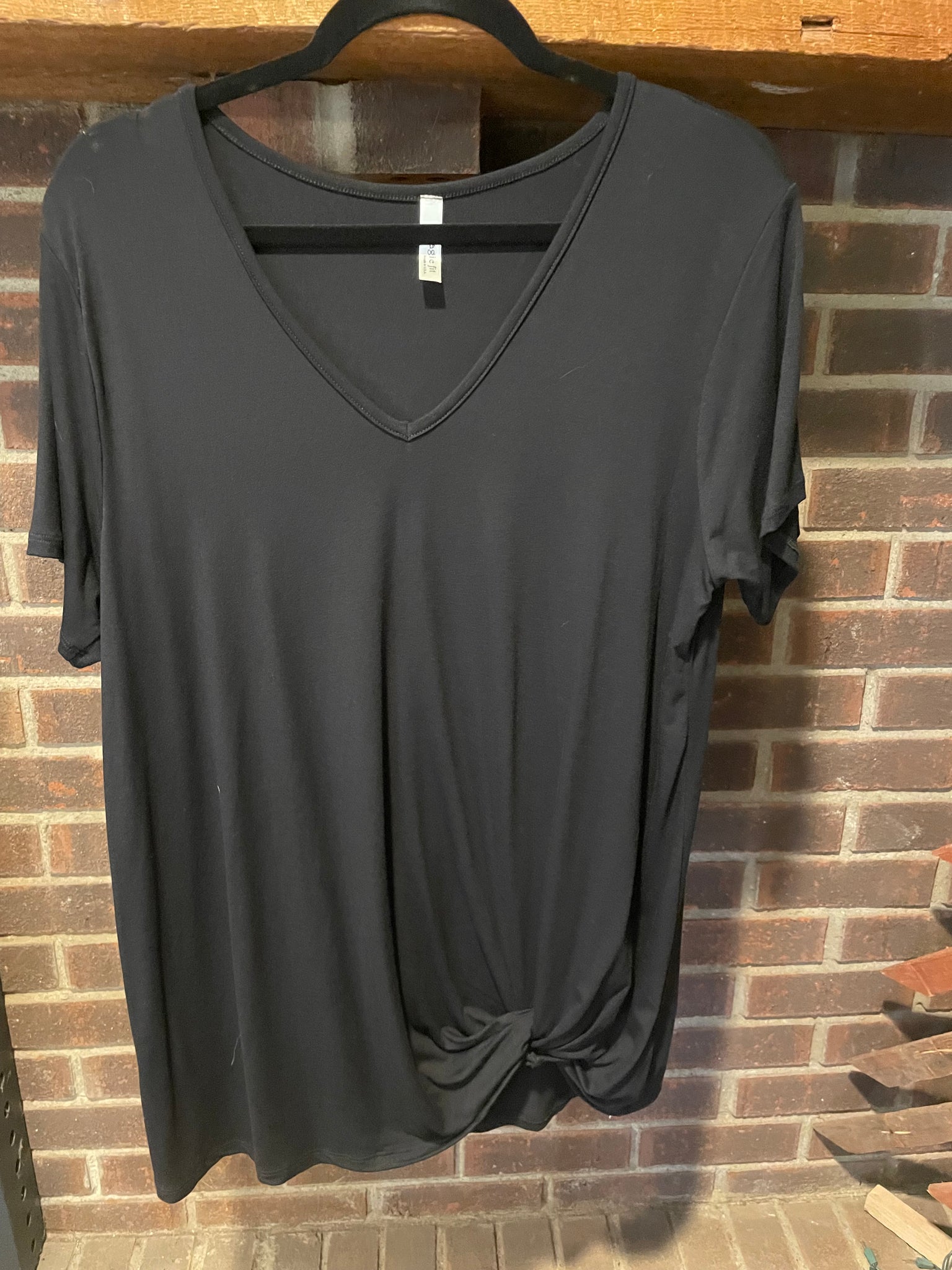 Black v-neck knot top