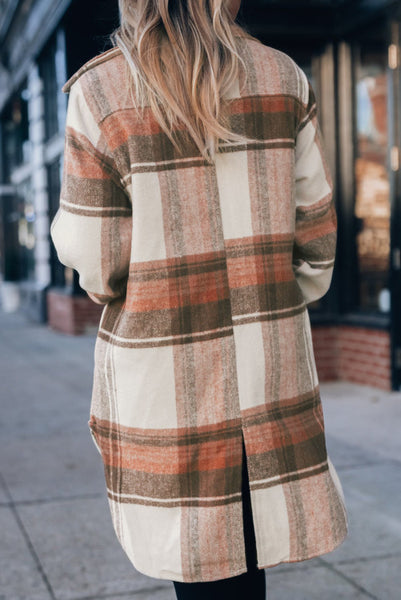 Brown Long Plaid Shacket