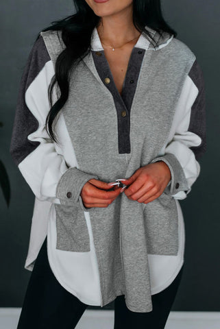 Gray Colorblock Hoodie