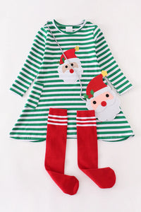 Green Stripe Santa Dress