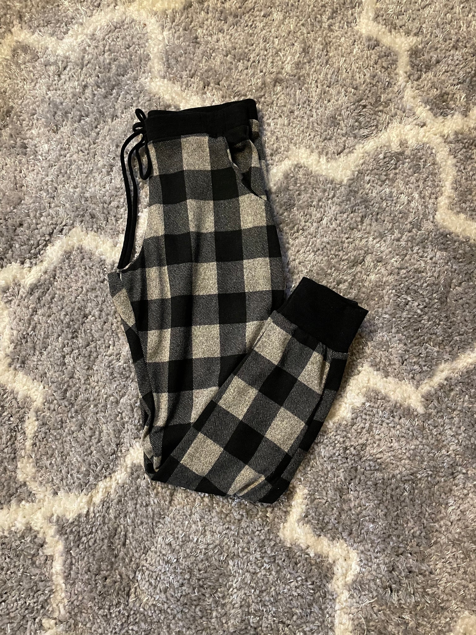 Black Plaid Jogger Pants