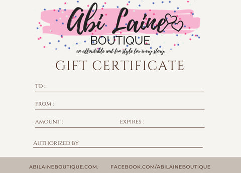 Abi Laine Boutique Gift Card