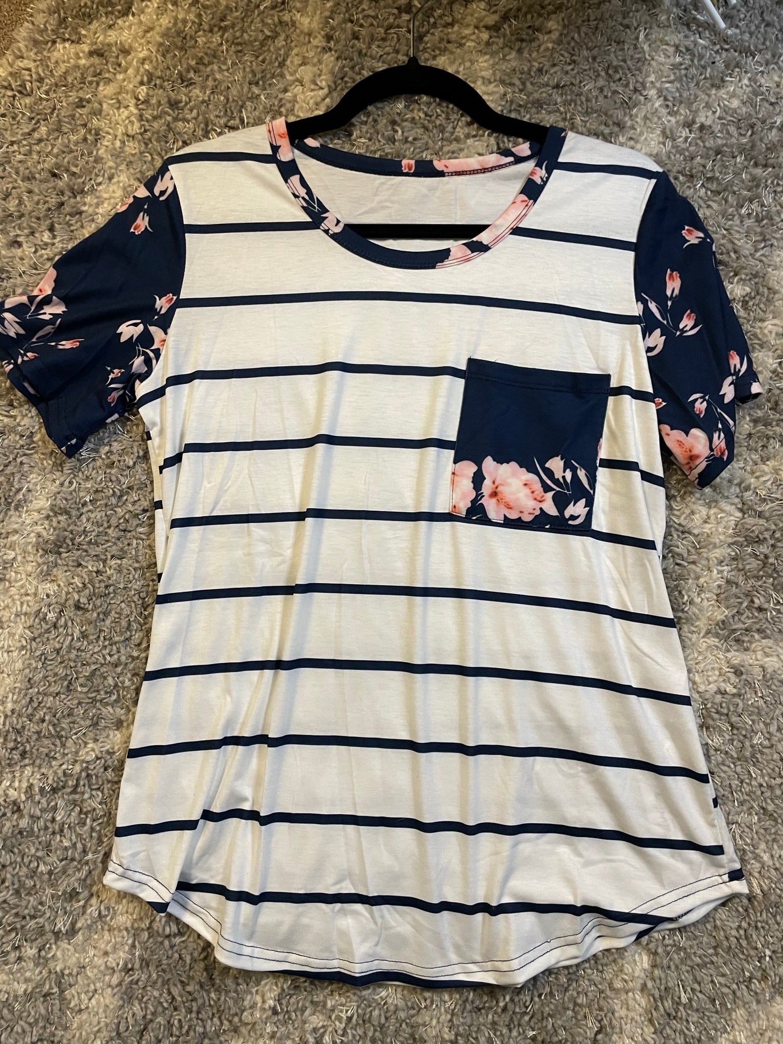 Navy Floral Top